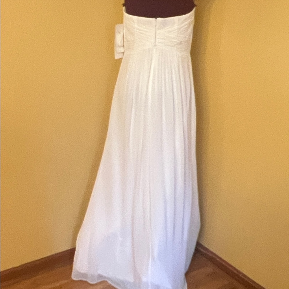 David’s Bridal Strapless Chiffon Dress gown NWT White Size 6 flowy boho fairy - Picture 4 of 9